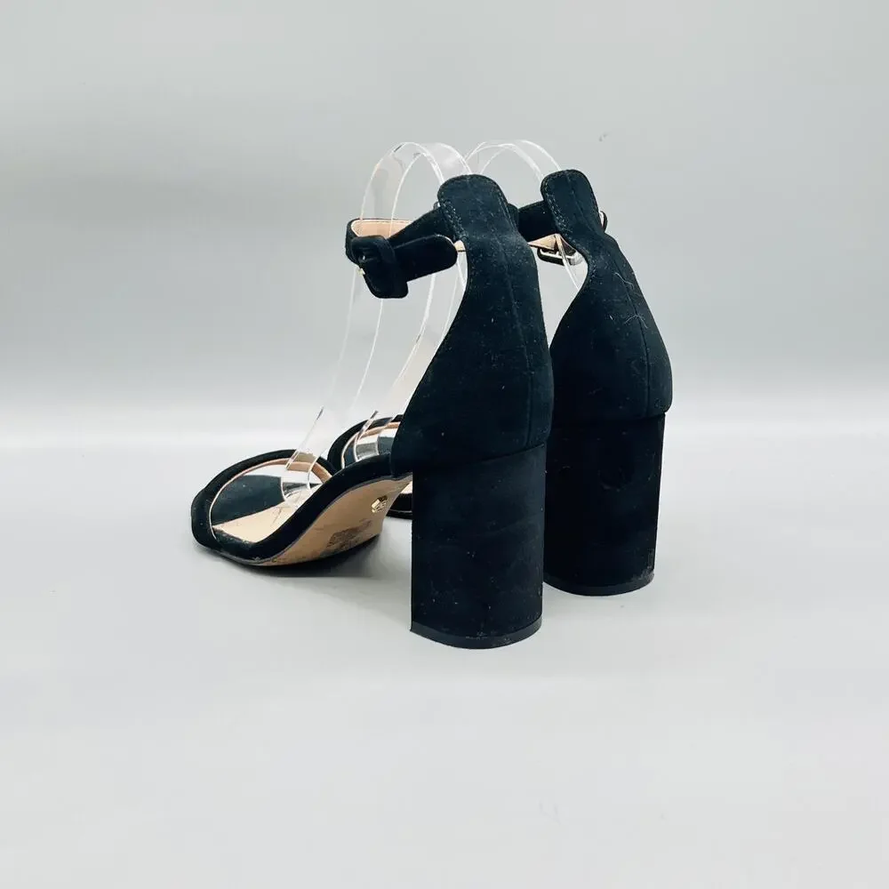 Kurt Geiger Sandals Womens 9 Black Leather Ankle Strap Block Heel Dress Shoes